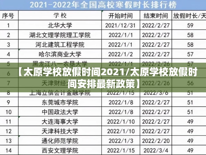 【太原学校放假时间2021/太原学校放假时间安排最新政策】