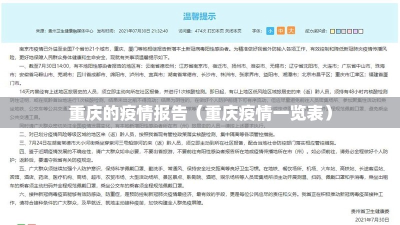 重庆的疫情报告（重庆疫情一览表）