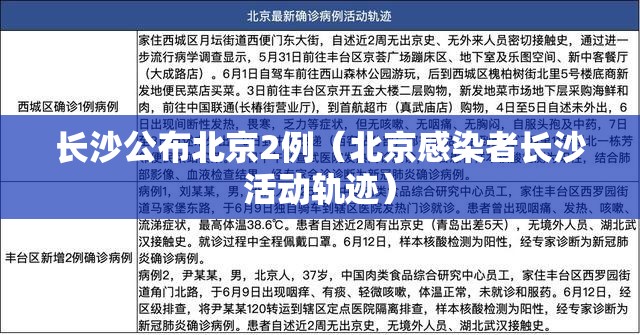 长沙公布北京2例（北京感染者长沙活动轨迹）
