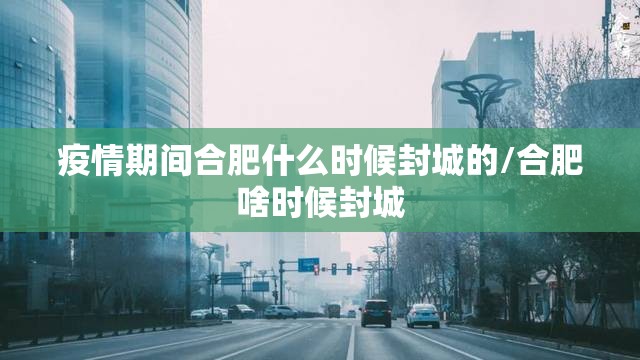 疫情期间合肥什么时候封城的/合肥啥时候封城