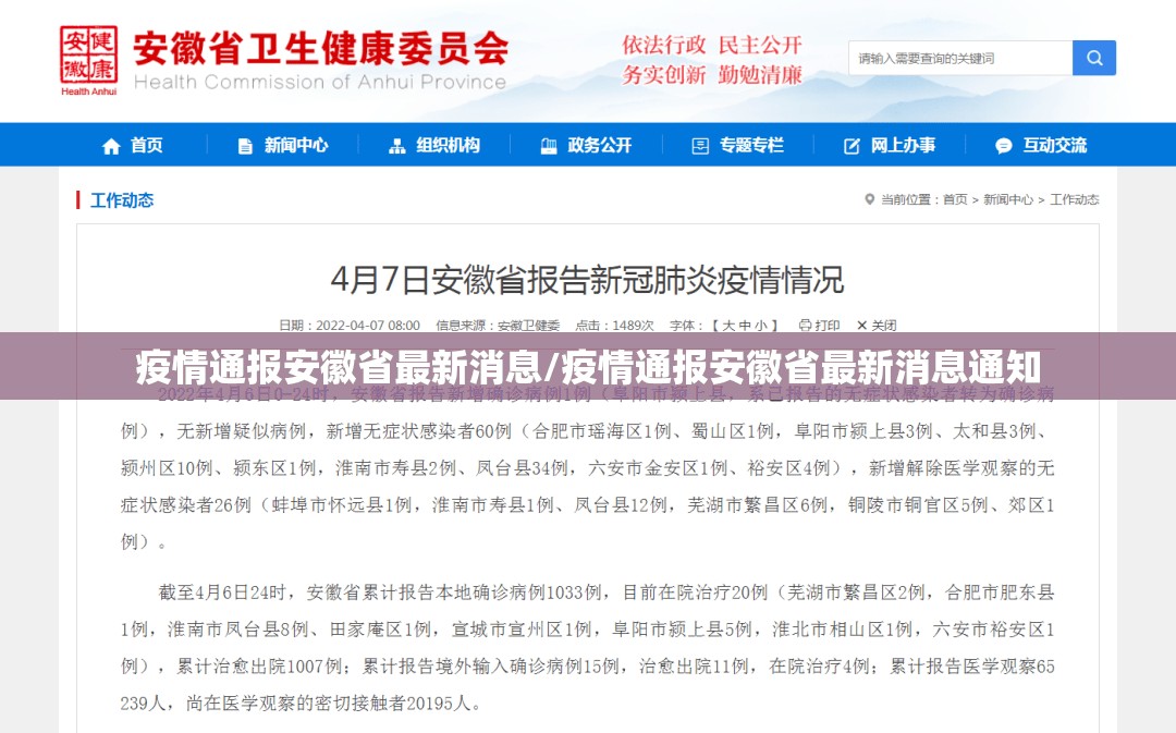 疫情通报安徽省最新消息/疫情通报安徽省最新消息通知
