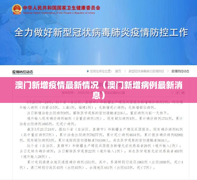 澳门新增疫情最新情况（澳门新增病例最新消息）