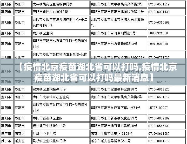 【疫情北京疫苗湖北省可以打吗,疫情北京疫苗湖北省可以打吗最新消息】