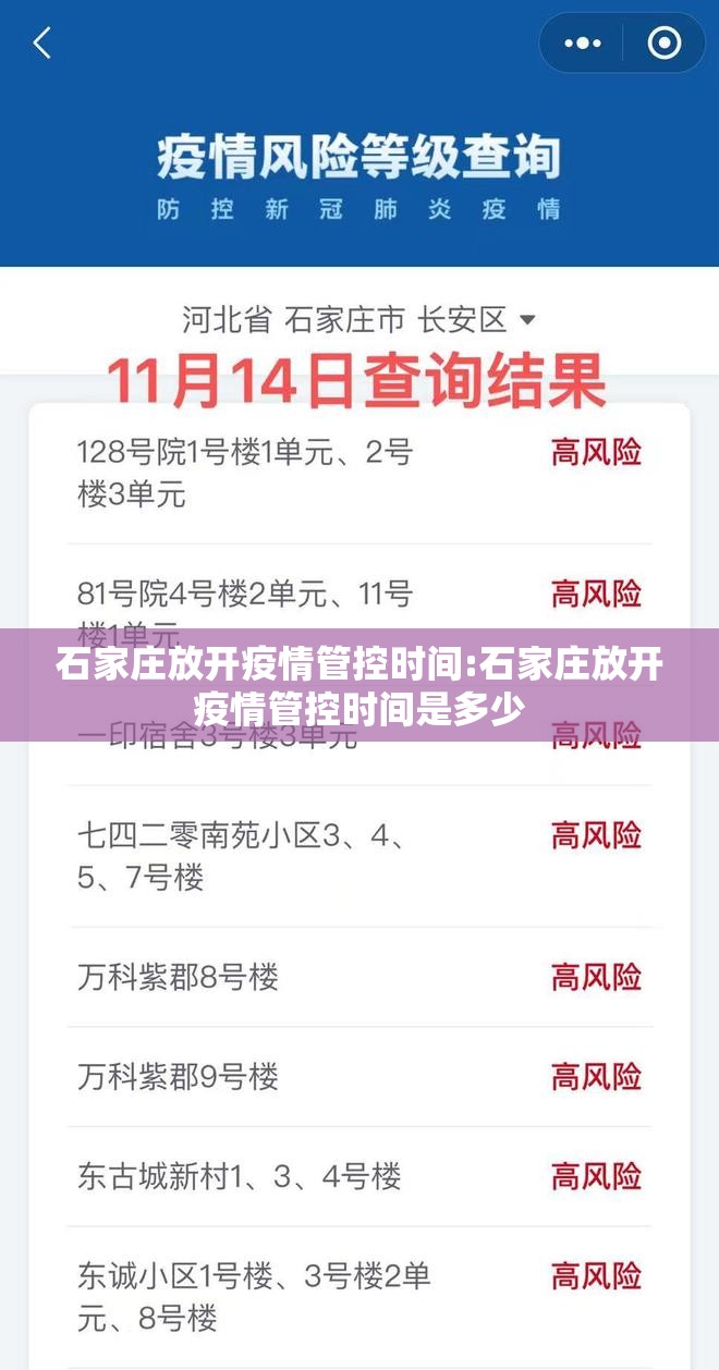 石家庄放开疫情管控时间:石家庄放开疫情管控时间是多少