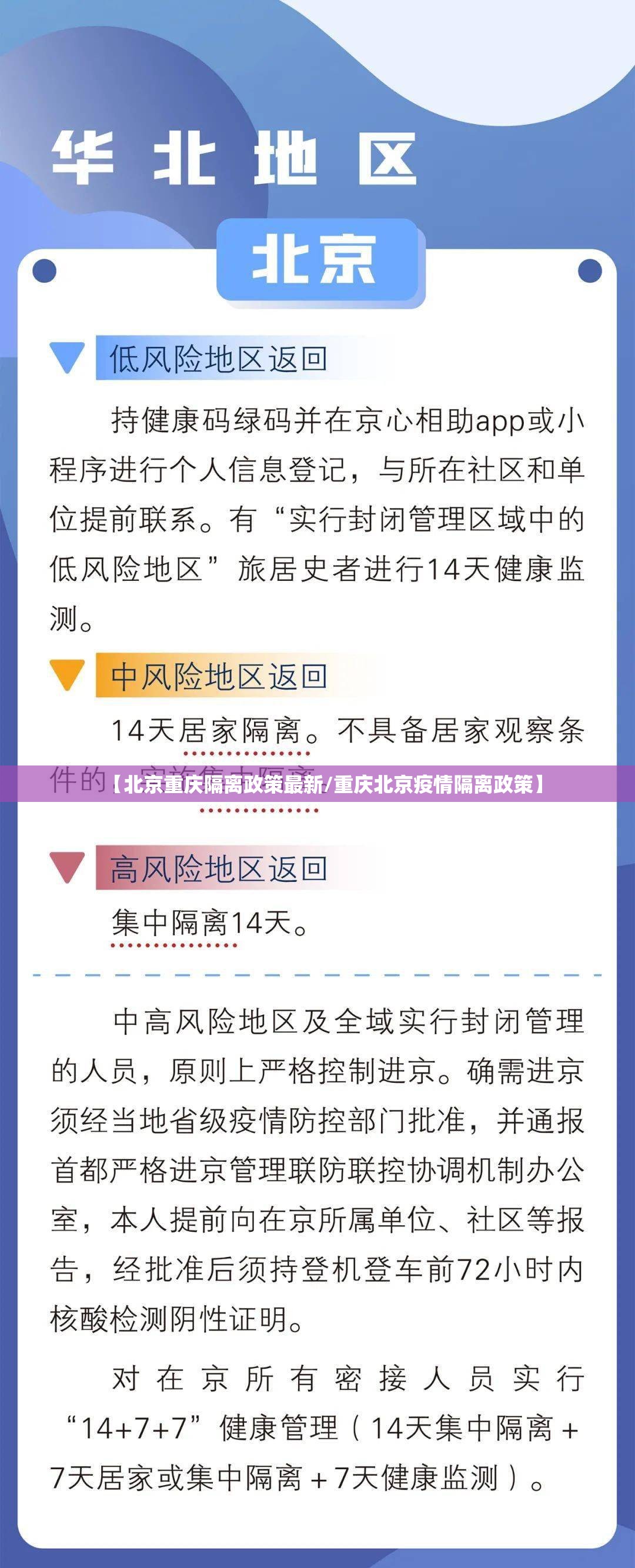【北京重庆隔离政策最新/重庆北京疫情隔离政策】