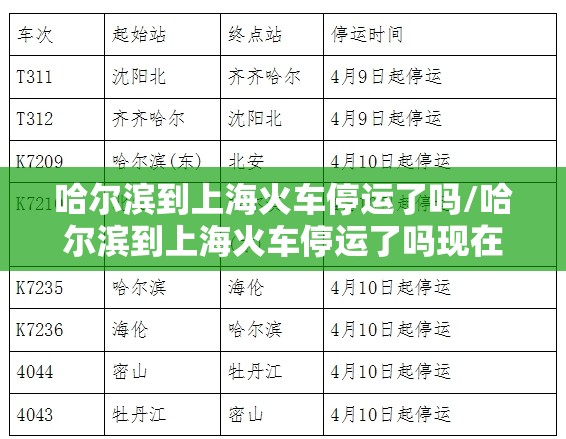 哈尔滨到上海火车停运了吗/哈尔滨到上海火车停运了吗现在