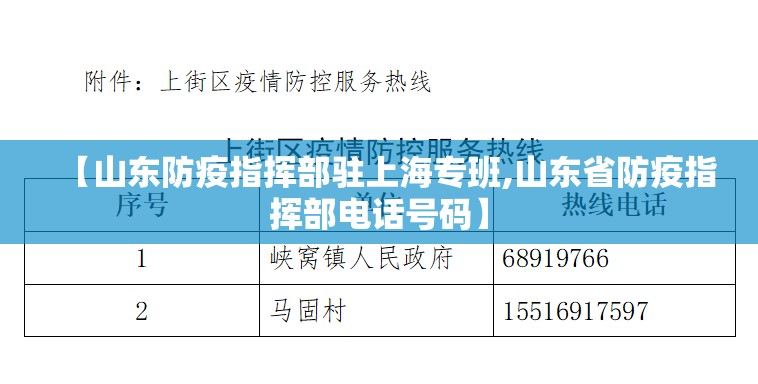 【山东防疫指挥部驻上海专班,山东省防疫指挥部电话号码】