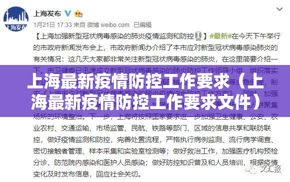 上海最新疫情防控工作要求（上海最新疫情防控工作要求文件）