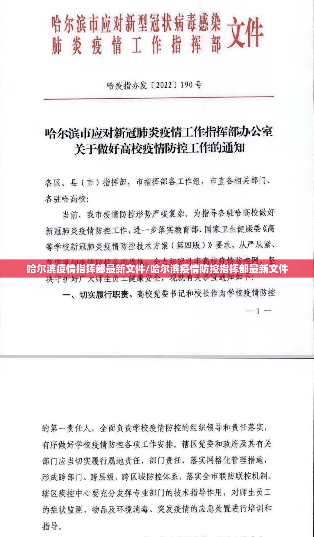 哈尔滨疫情指挥部最新文件/哈尔滨疫情防控指挥部最新文件