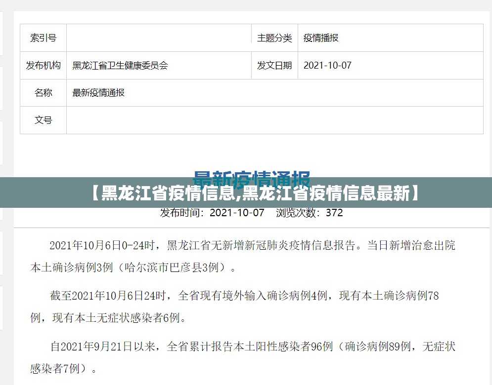【黑龙江省疫情信息,黑龙江省疫情信息最新】