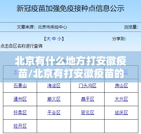 北京有什么地方打安徽疫苗/北京有打安徽疫苗的地方吗