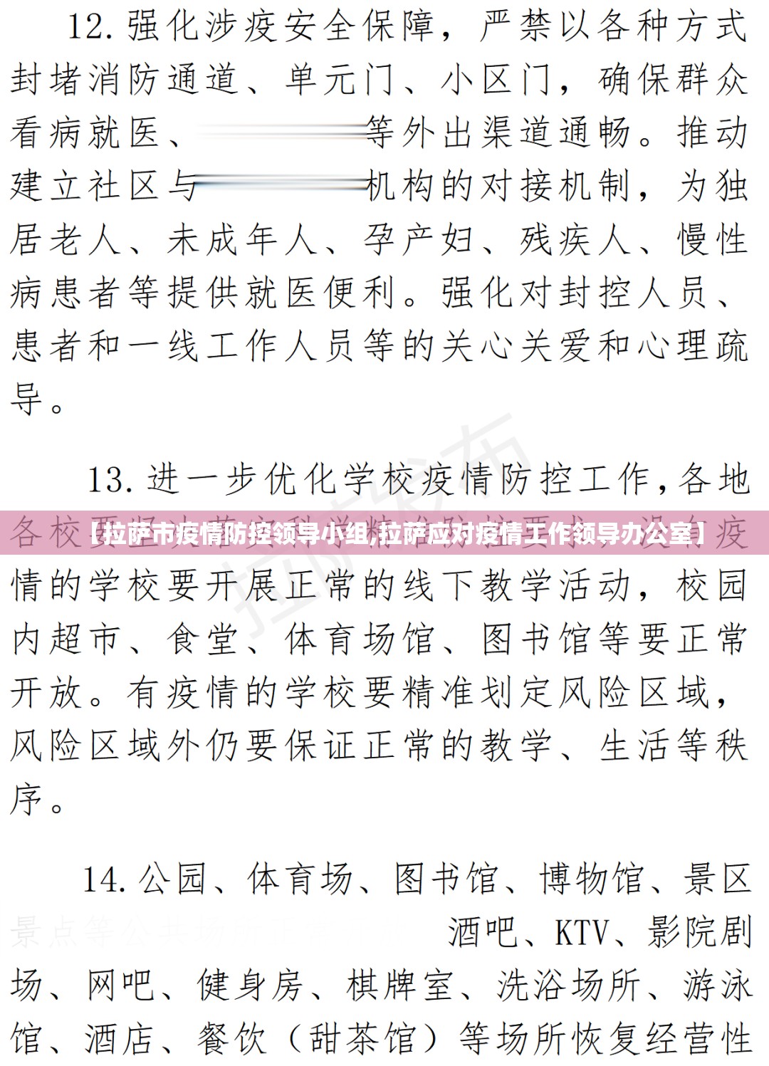 【拉萨市疫情防控领导小组,拉萨应对疫情工作领导办公室】