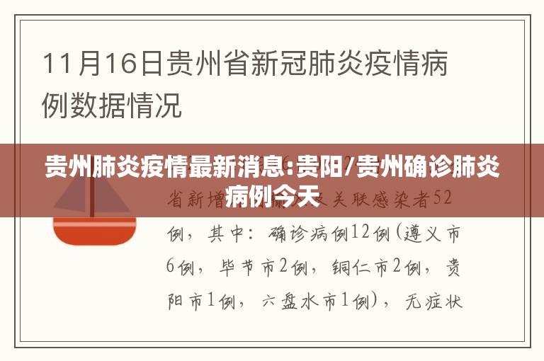 贵州肺炎疫情最新消息:贵阳/贵州确诊肺炎病例今天