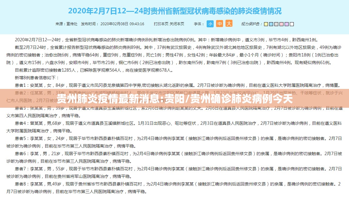 贵州肺炎疫情最新消息:贵阳/贵州确诊肺炎病例今天