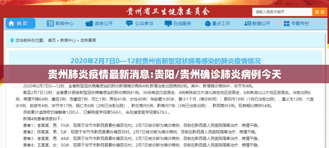 贵州肺炎疫情最新消息:贵阳/贵州确诊肺炎病例今天