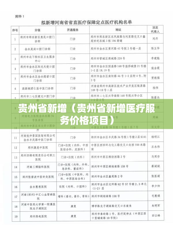 贵州省新增（贵州省新增医疗服务价格项目）