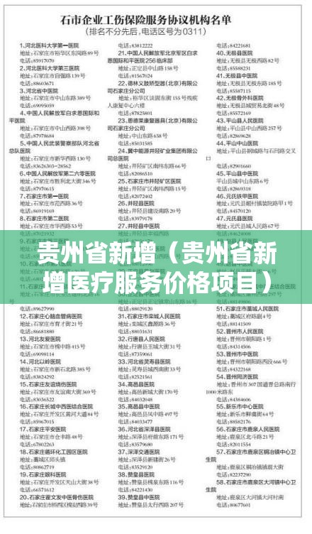 贵州省新增（贵州省新增医疗服务价格项目）