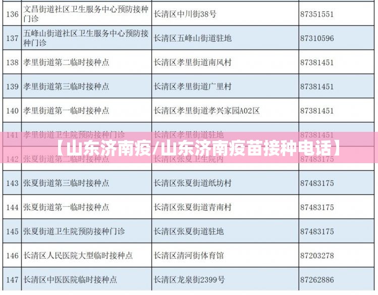【山东济南疫/山东济南疫苗接种电话】