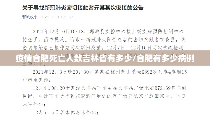 疫情合肥死亡人数吉林省有多少/合肥有多少病例