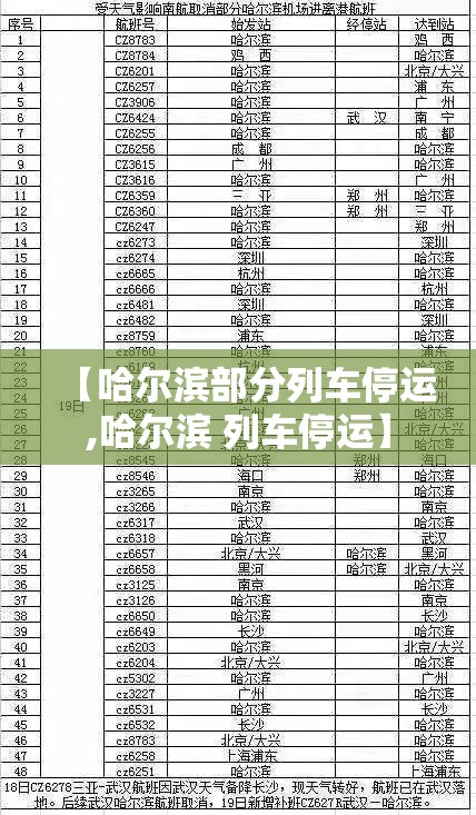 【哈尔滨部分列车停运,哈尔滨 列车停运】