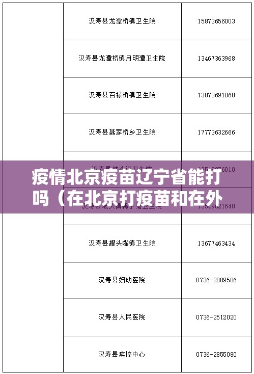 疫情北京疫苗辽宁省能打吗（在北京打疫苗和在外地打疫苗有什么不一样）