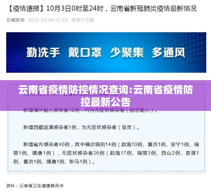 云南省疫情防控情况查询:云南省疫情防控最新公告
