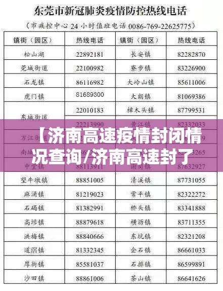 【济南高速疫情封闭情况查询/济南高速封了没】