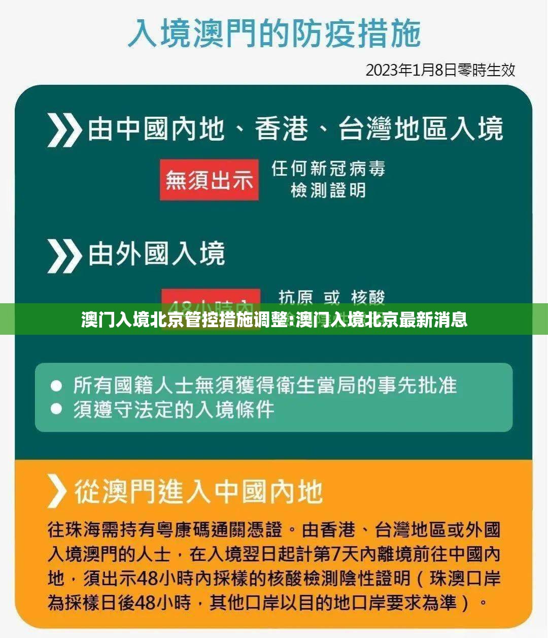 澳门入境北京管控措施调整:澳门入境北京最新消息