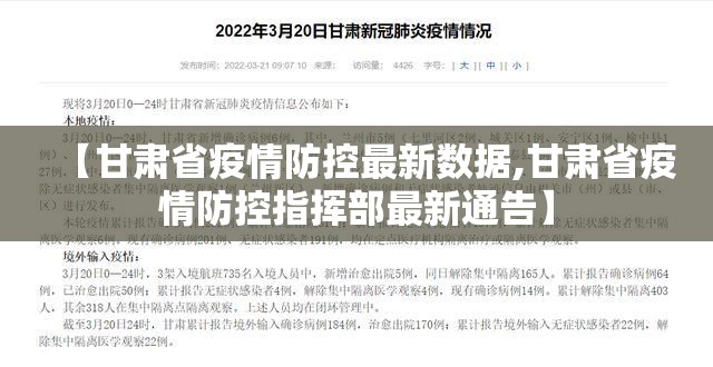 【甘肃省疫情防控最新数据,甘肃省疫情防控指挥部最新通告】
