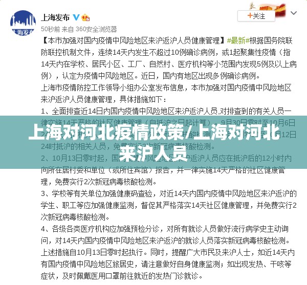 上海对河北疫情政策/上海对河北来沪人员