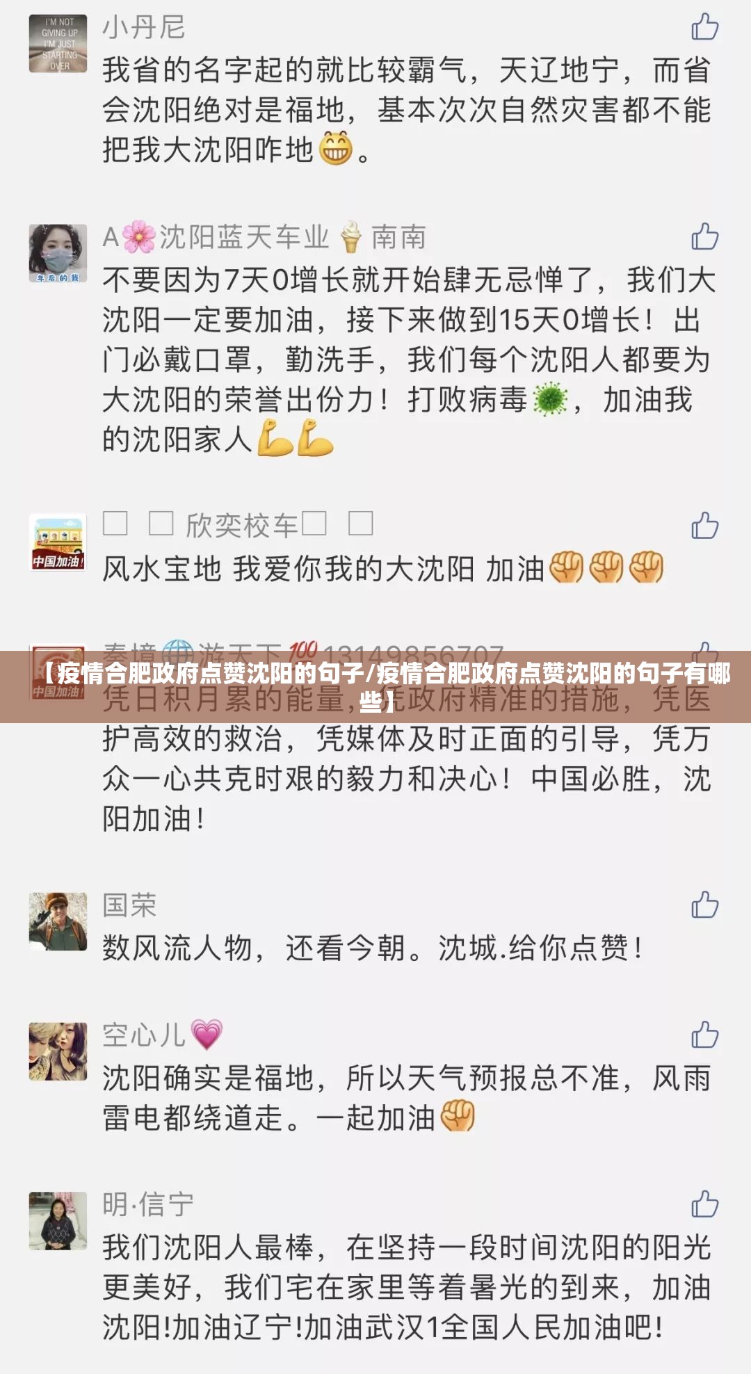 【疫情合肥政府点赞沈阳的句子/疫情合肥政府点赞沈阳的句子有哪些】