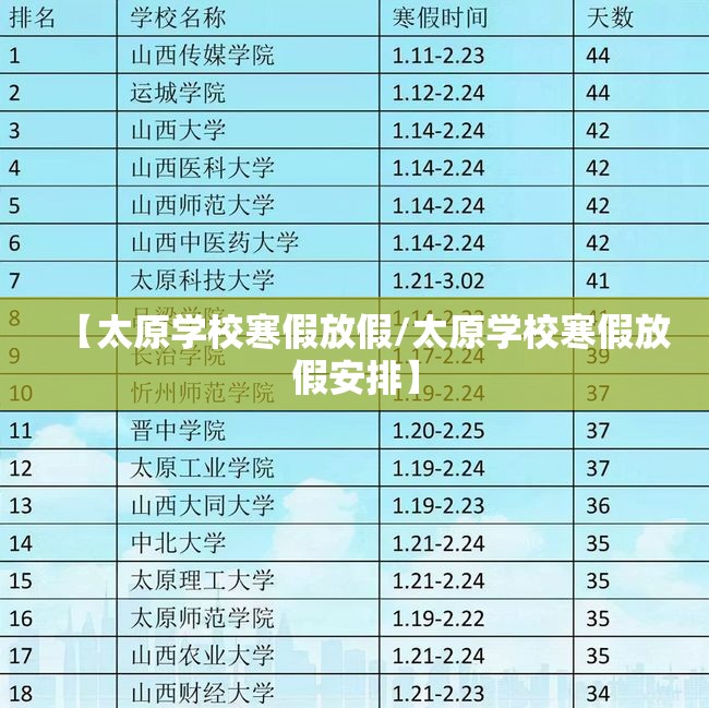 【太原学校寒假放假/太原学校寒假放假安排】