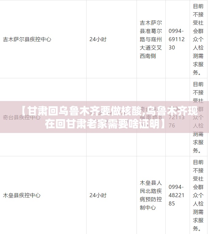 【甘肃回乌鲁木齐要做核酸,乌鲁木齐现在回甘肃老家需要啥证明】