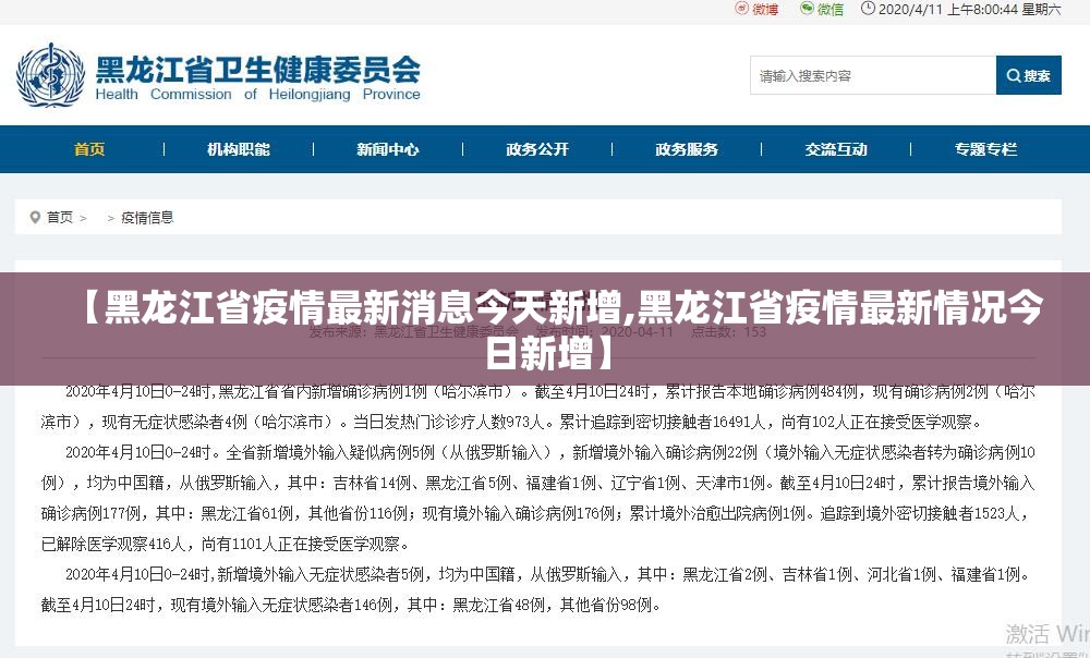 【黑龙江省疫情最新消息今天新增,黑龙江省疫情最新情况今日新增】