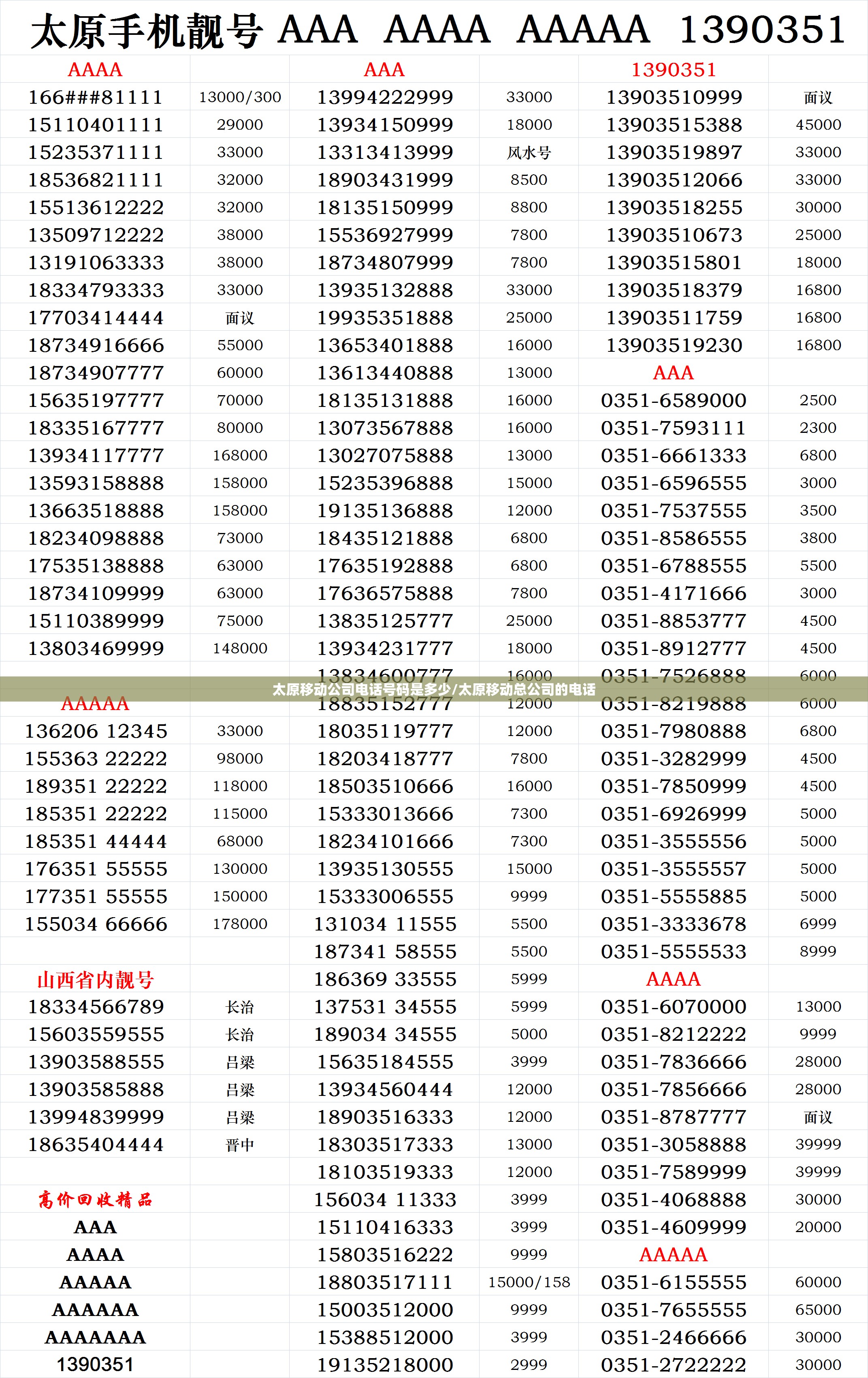 太原移动公司电话号码是多少/太原移动总公司的电话