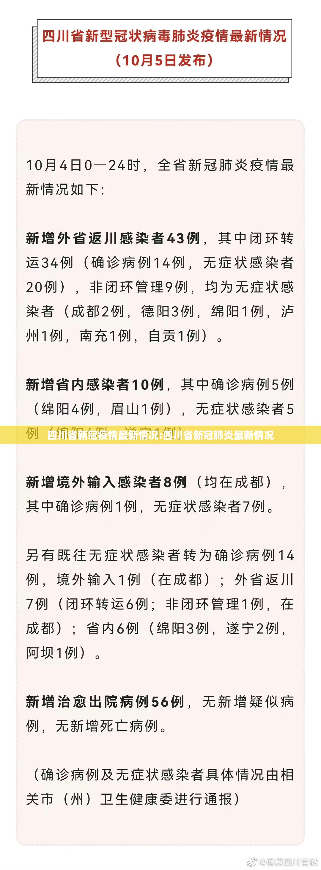 四川省新冠疫情最新情况:四川省新冠肺炎最新情况