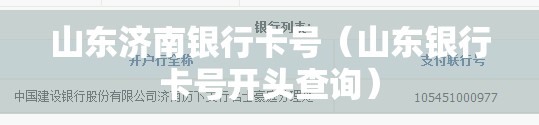 山东济南银行卡号（山东银行卡号开头查询）
