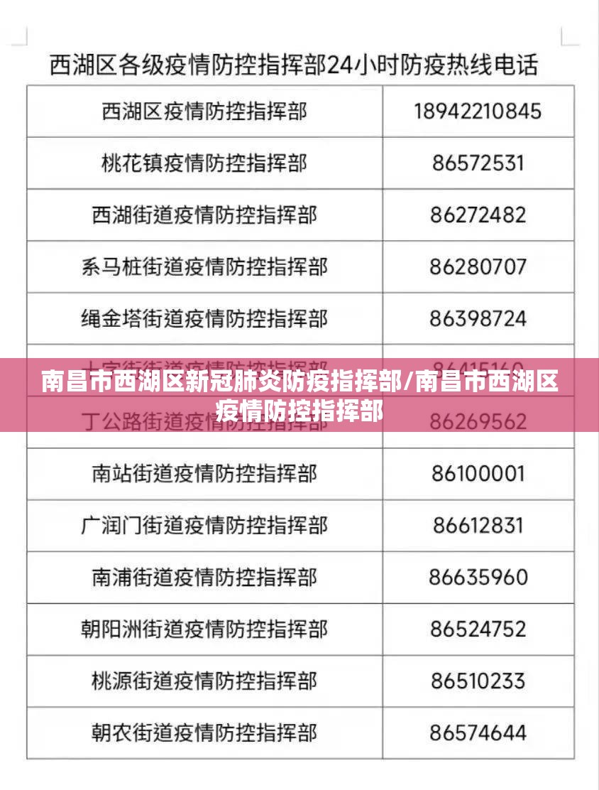 南昌市西湖区新冠肺炎防疫指挥部/南昌市西湖区疫情防控指挥部