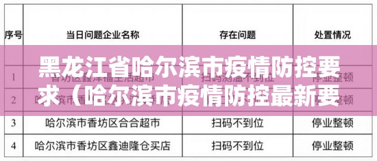 黑龙江省哈尔滨市疫情防控要求（哈尔滨市疫情防控最新要求）