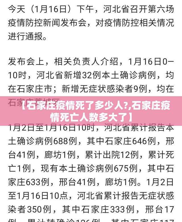 【石家庄疫情死了多少人?,石家庄疫情死亡人数多大了】