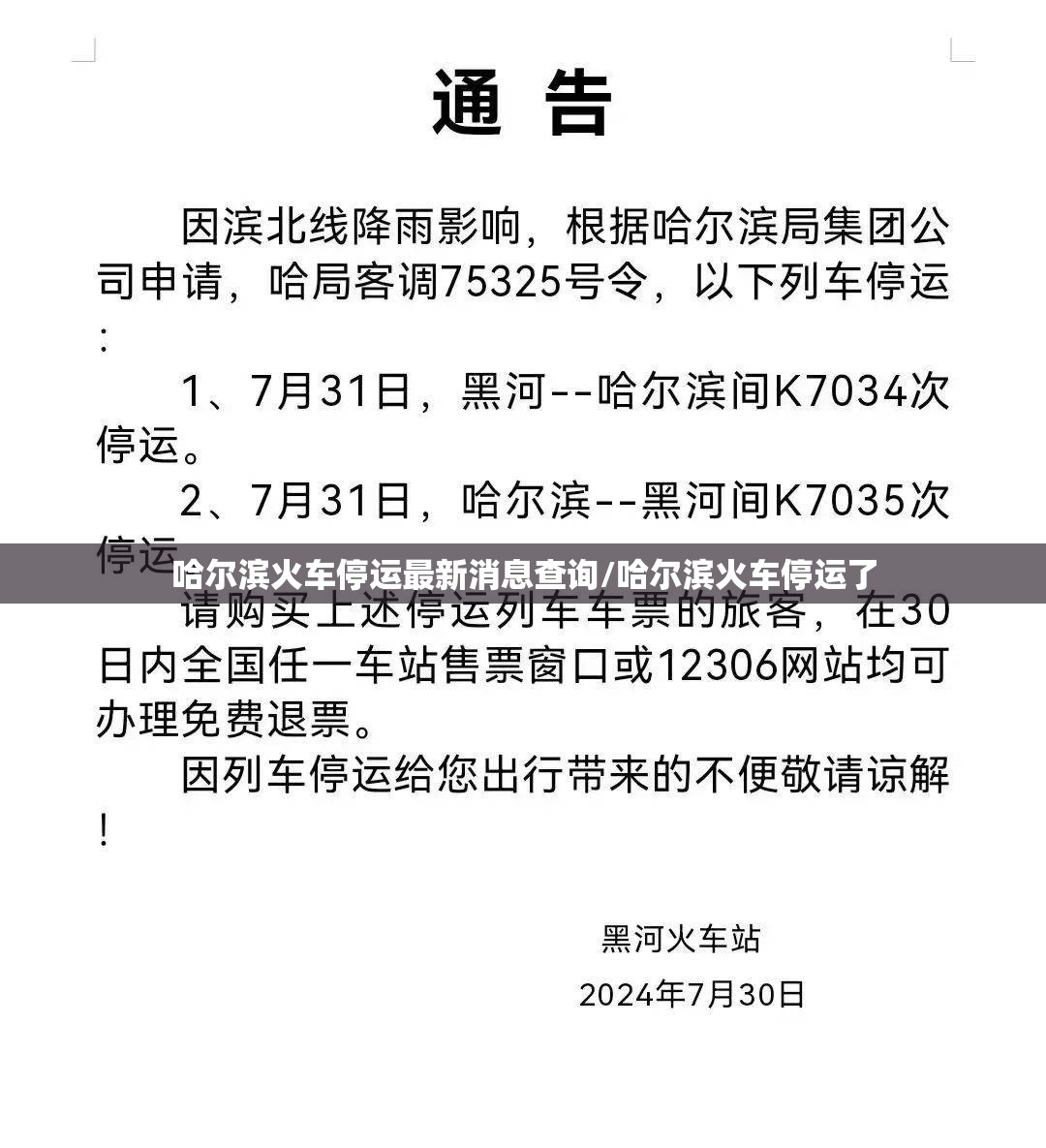 哈尔滨火车停运最新消息查询/哈尔滨火车停运了