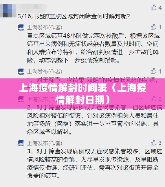 上海疫情解封时间表（上海疫情解封日期）