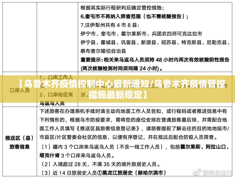 【乌鲁木齐疫情控制中心最新通知/乌鲁木齐疫情管控措施最新规定】