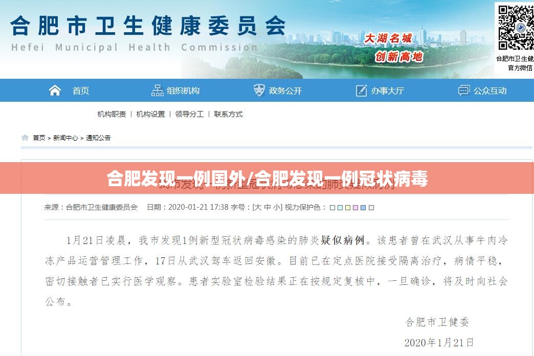 合肥发现一例国外/合肥发现一例冠状病毒