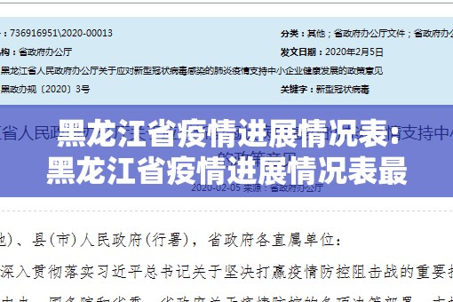 黑龙江省疫情进展情况表:黑龙江省疫情进展情况表最新
