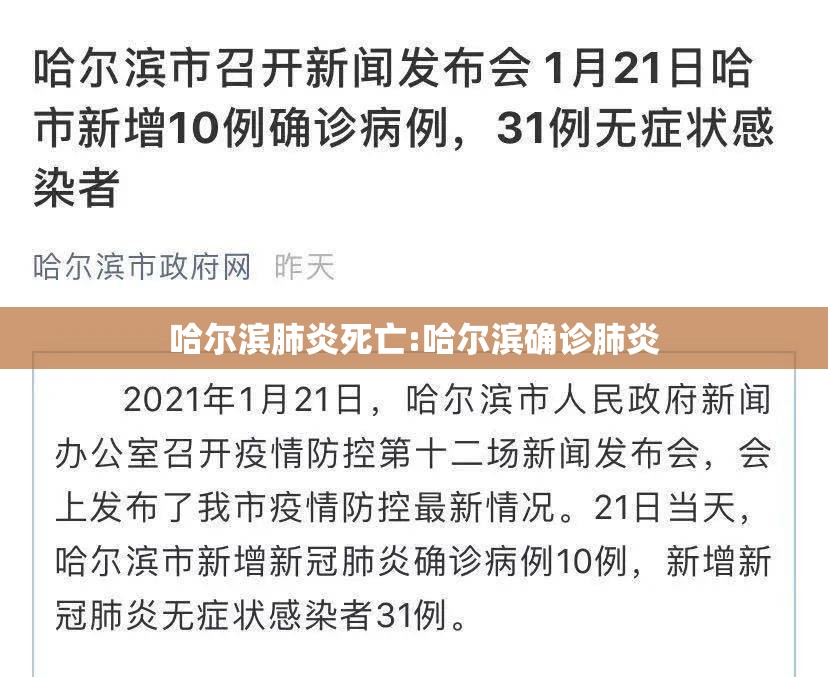 哈尔滨肺炎死亡:哈尔滨确诊肺炎