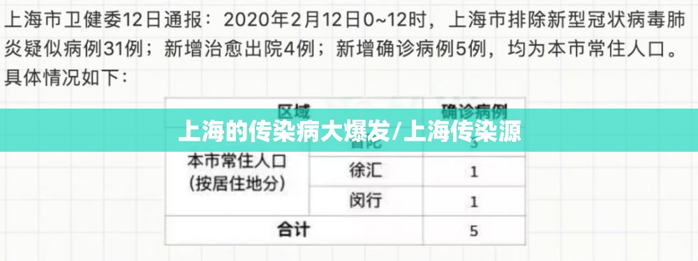 上海的传染病大爆发/上海传染源