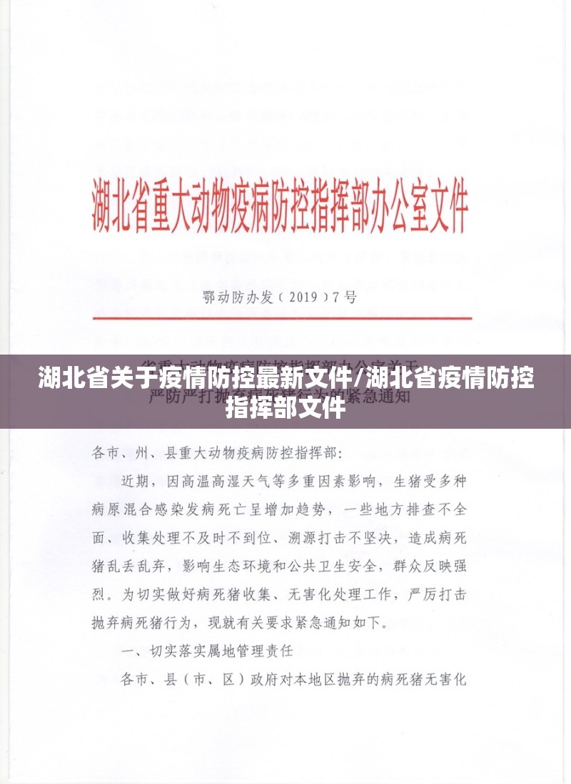 湖北省关于疫情防控最新文件/湖北省疫情防控指挥部文件