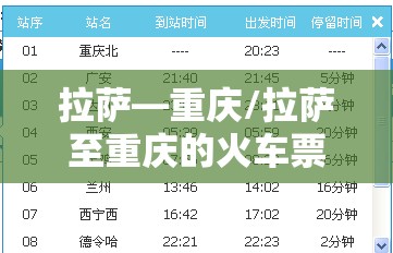 拉萨—重庆/拉萨至重庆的火车票预订