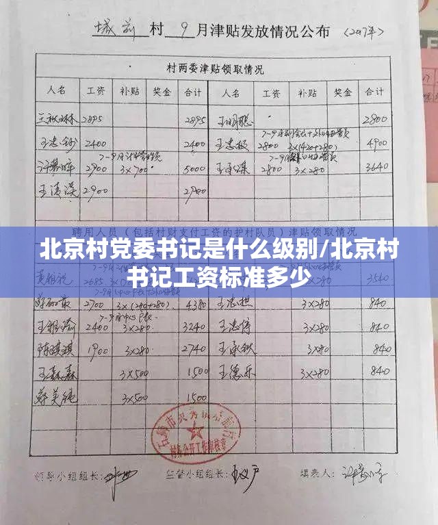 北京村党委书记是什么级别/北京村书记工资标准多少